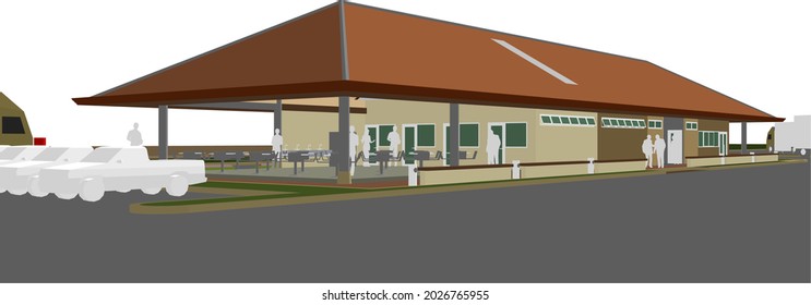 3D illustration of building in cement plant