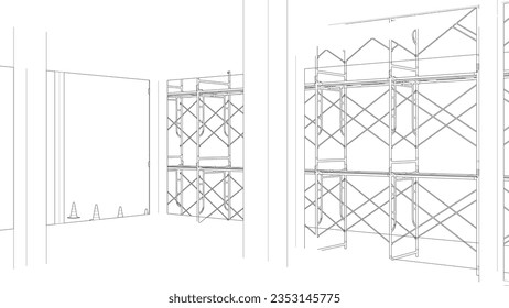 3D illustration of building and construction