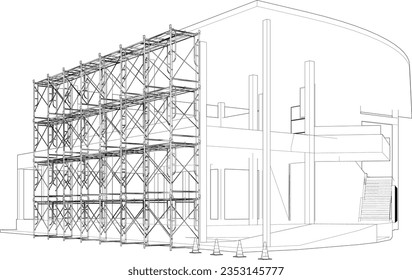 3D illustration of building and construction