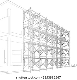 3D illustration of building and construction