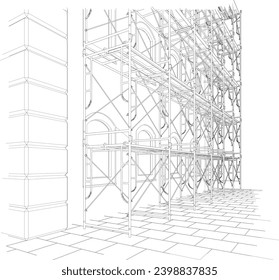 3D illustration of building and construction