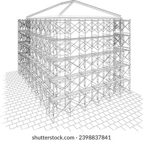 3D illustration of building and construction