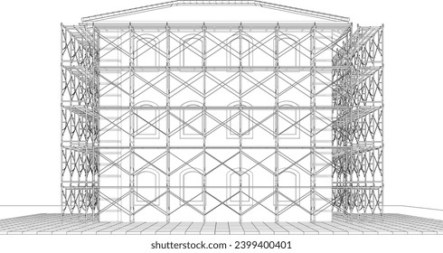 3D illustration of building and construction