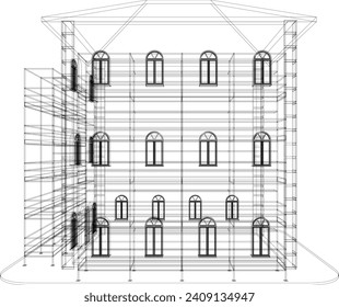 3D illustration of building and construction