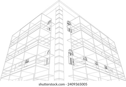 3D illustration of building and construction