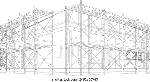 3D illustration of building and construction