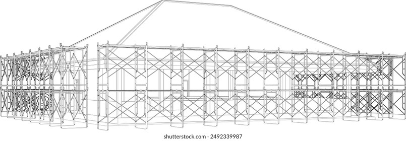 3D illustration of building and construction