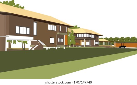 3D illustration of building design in preliminary