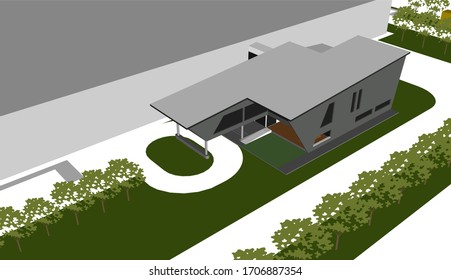 3D illustration of building design project