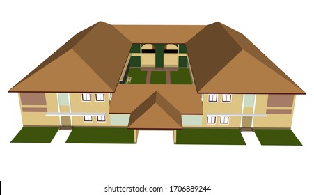 3D illustration of building design project