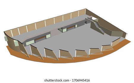 3D illustration of building design project