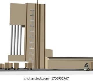 3D illustration of building design project