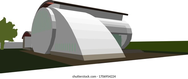 3D illustration of building design project