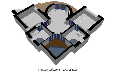 3D illustration of building design project