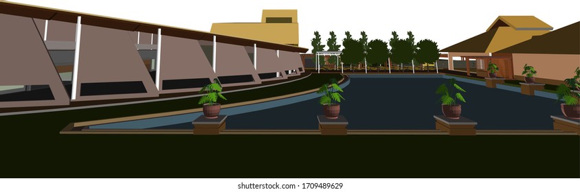 3D illustration of building design project
