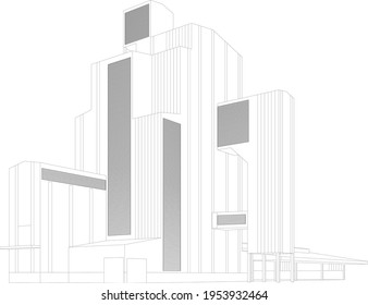 3D illustration of building design project