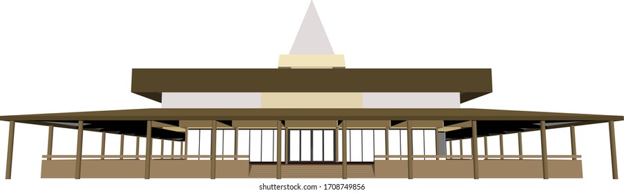 Ilustración 3D del edificio en la vista frontal