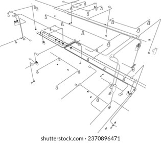Ilustración 3D de tuberías de construcción