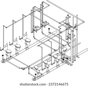 3D illustration of building piping