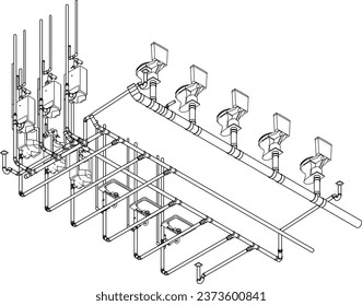 3D illustration of building piping