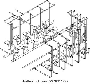 3D illustration of building piping