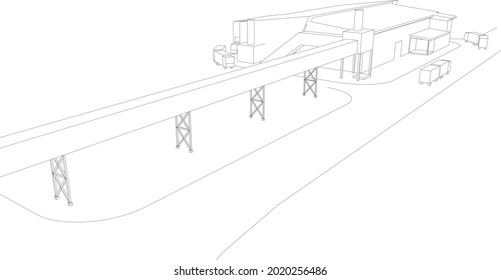 3D illustration of building project