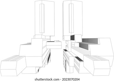 3D illustration of building project