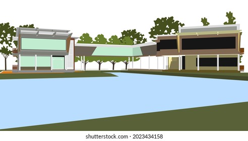 3D illustration of building project
