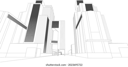 3D illustration of building project