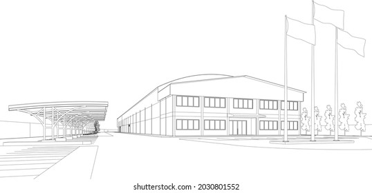 Ilustración 3D del proyecto de construcción