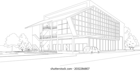3D illustration of building project
