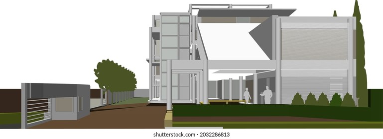 3D illustration of building project