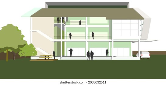 3D illustration of building project