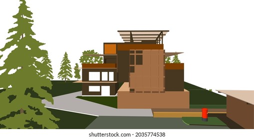 3D illustration of building project