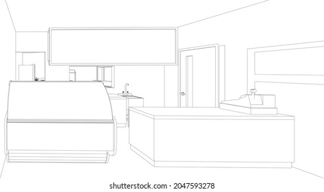 3D illustration of building project