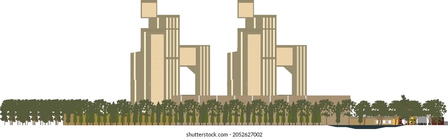 3D illustration of building project