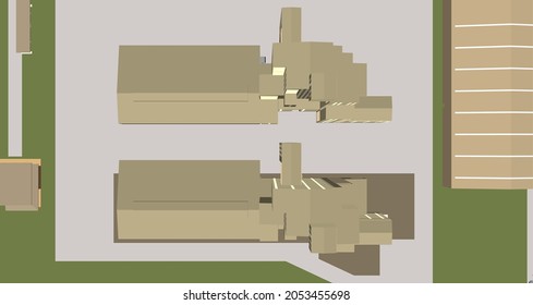 3D illustration of building project