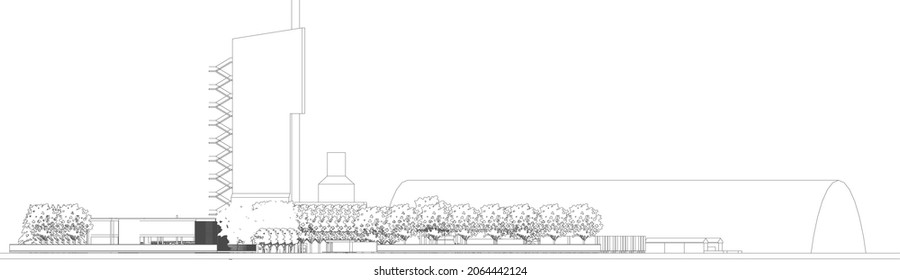 3D illustration of building project