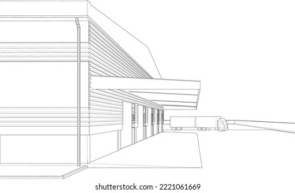 3D illustration of building project