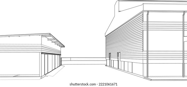 3D illustration of building project
