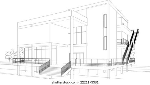 3D illustration of building project