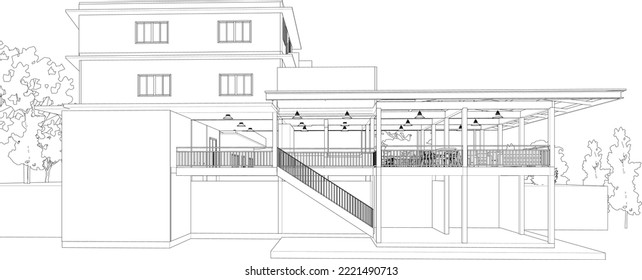 3D illustration of building project