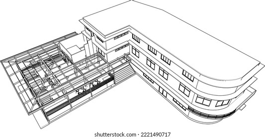 3D illustration of building project