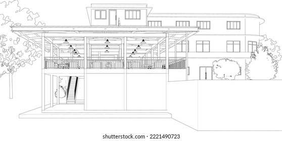 3D illustration of building project