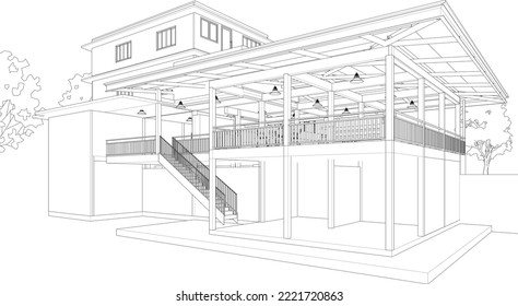 3D illustration of building project