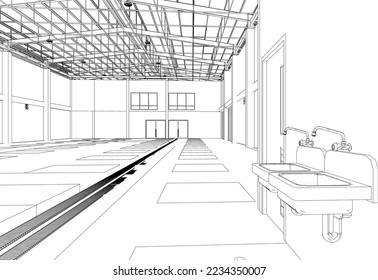 3D illustration of building project