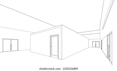 3D illustration of building project