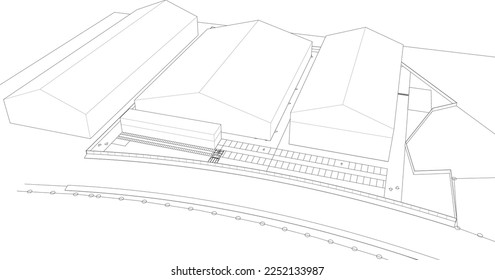 3D illustration of building project