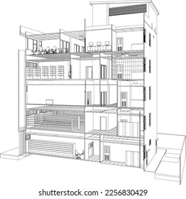 3D illustration of building project