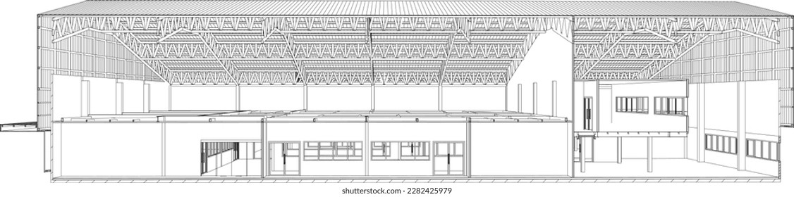 3D illustration of building project